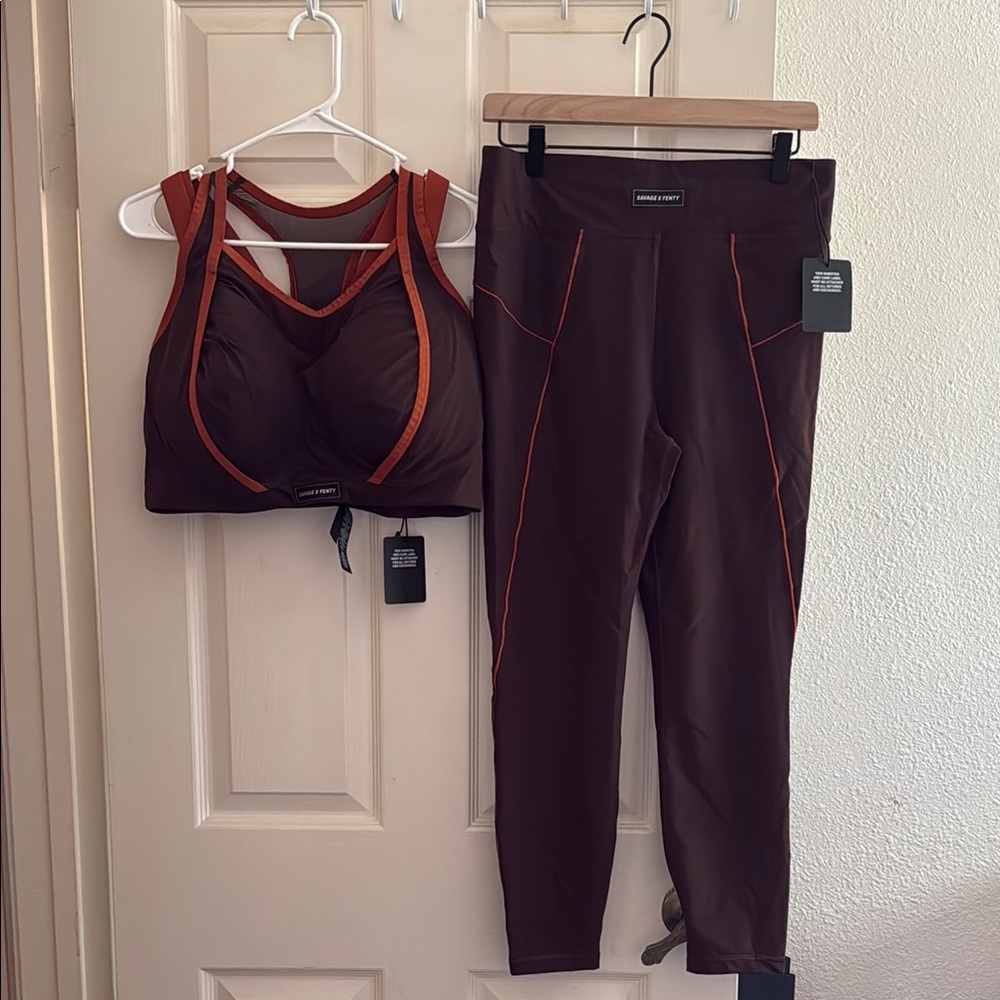 Savage X Fenty Brown and Orange Sports Bra